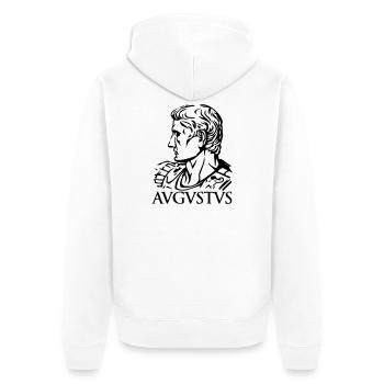 Augustus Römischer Kaiser "AVGVSTVS" Geschichte Tribut - Unisex Premium Bio Zip Hoodie - Weiß - Hinten - Thijin (182cm)