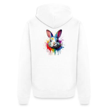 Kaninchen Farbschleier - Unisex Premium Bio Zip Hoodie - Weiß - Hinten - Thijin (182cm)