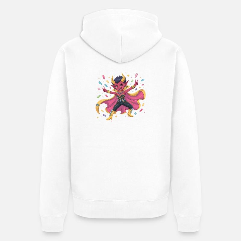 Disco Dämon Diva - Unisex Premium Bio Zip Hoodie - Weiß
