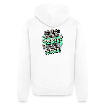 Ich Liebe Dich Mehr Als Reisen Aber - Unisex Premium Bio Zip Hoodie - Weiß - Hinten - Thijin (182cm)