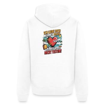 Je t’aime plus que le voyage en disant - Veste à capuche bio Premium Unisexe - blanc - Dos - Thijin (182cm)