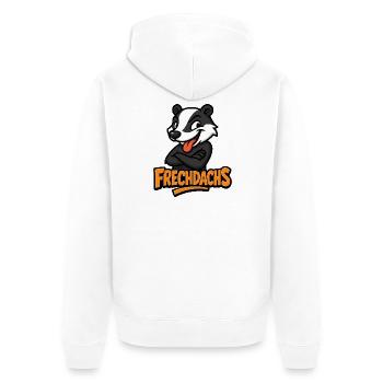 Frechdachs Cartoon Badger Motiv - Unisex Premium Bio Zip Hoodie - Weiß - Hinten - Thijin (182cm)