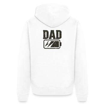 Icône de batterie de papa, père fatigué - Veste à capuche bio Premium Unisexe - blanc - Dos - Thijin (182cm)