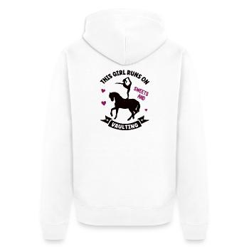 Voltige Chevaux Volti Voltige Saut équestre - Veste à capuche bio Premium Unisexe - blanc - Dos - Thijin (182cm)