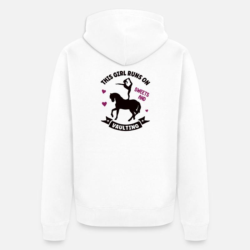 Voltige Chevaux Volti Voltige Saut équestre - Veste à capuche bio Premium Unisexe - blanc