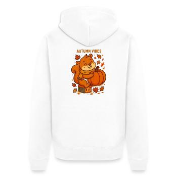 Écureuil d’automne avec citrouille automne automne - Veste à capuche bio Premium Unisexe - blanc - Dos - Thijin (182cm)