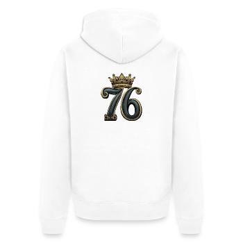76 Nombre Couronne - Veste à capuche bio Premium Unisexe - blanc - Dos - Thijin (182cm)