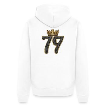 79 Nombre Couronne - Veste à capuche bio Premium Unisexe - blanc - Dos - Thijin (182cm)