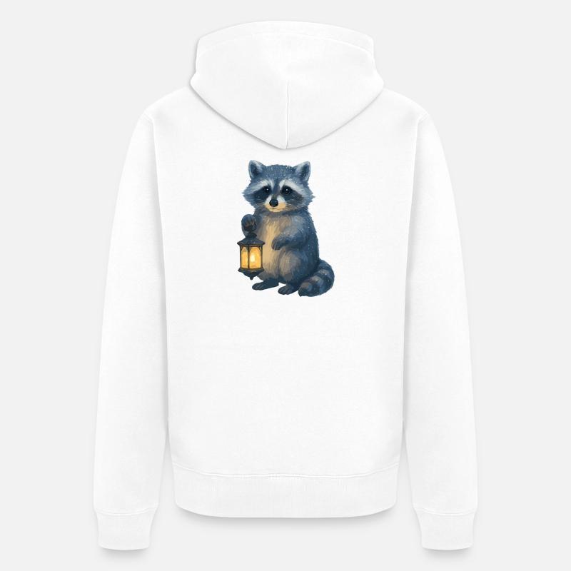 Raton laveur avec lanterne – Design d’hiver - Veste à capuche bio Premium Unisexe - blanc
