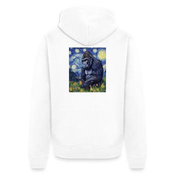 Gorille Gorille Singe Style Van Gogh Nuit étoilée - Veste à capuche bio Premium Unisexe - blanc - Dos - Thijin (182cm)
