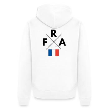 French flag with FRA - Unisex Premium Organic Zip Hoodie - white - Back - Thijin (182cm)