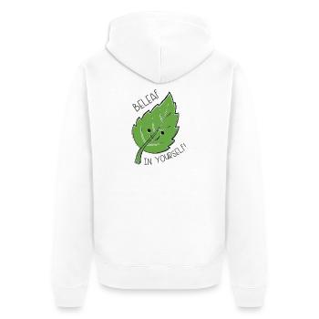 Blätter in dir selbst - Unisex Premium Bio Zip Hoodie - Weiß - Hinten - Thijin (182cm)