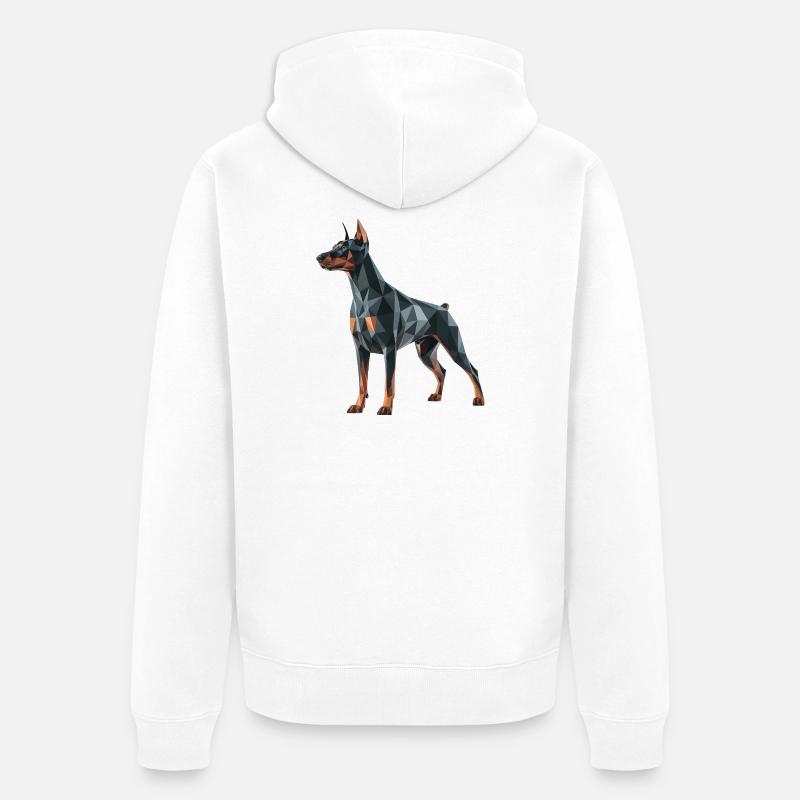 Doberman - Cool Low Poly  Logo - Veste à capuche bio Premium Unisexe - blanc