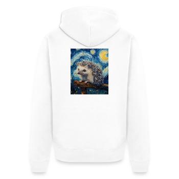  Igel Van Gogh Style Starry Night - Unisex Premium Bio Zip Hoodie - Weiß - Hinten - Thijin (182cm)