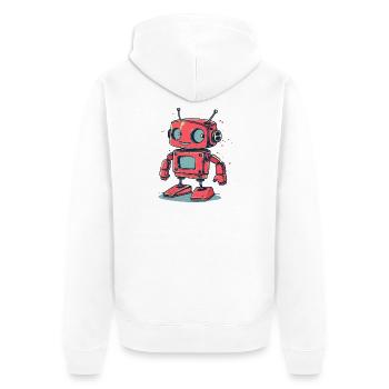 Retro Roboter Cartoon Sticker - Unisex Premium Bio Zip Hoodie - Weiß - Hinten - Thijin (182cm)