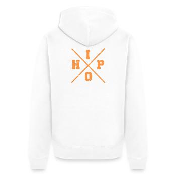 Bold Urban Flow X Logo Retro Grunge Rap Vibes - Unisex Premium Bio Zip Hoodie - Weiß - Hinten - Thijin (182cm)