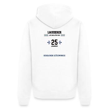 Lackierer 25 Jahre Jubiläum 25. jähriges Jubilaeum - Unisex Premium Bio Zip Hoodie - Weiß - Hinten - Thijin (182cm)