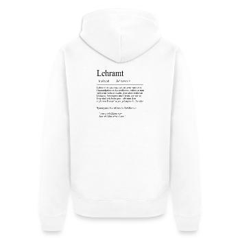 Unispruch "Lehramt" Student Geschenk, Studenten - Unisex Premium Bio Zip Hoodie - Weiß - Hinten - Thijin (182cm)