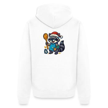 Christmas raccoon baking cookies - Unisex Premium Organic Zip Hoodie - white - Back - Thijin (182cm)