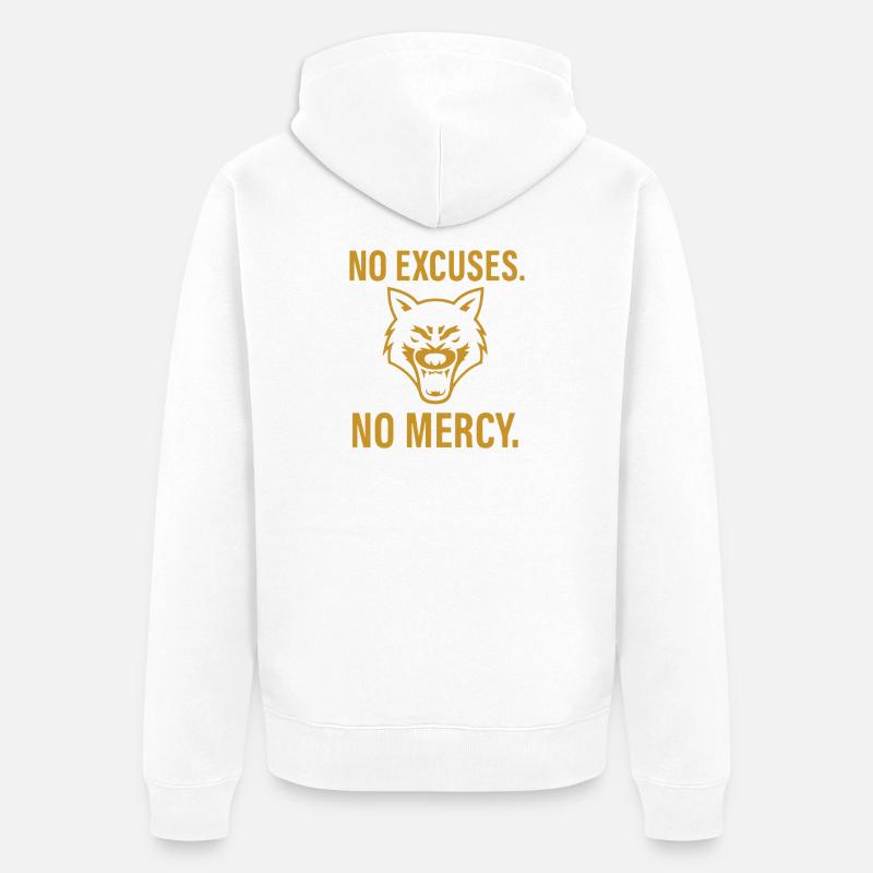 Pas d’excuses, pas de pitié Wolf - Veste à capuche bio Premium Unisexe - blanc