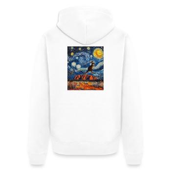 Kangeru Australia Van Gogh Style Starry Night - Unisex Premium Organic Zip Hoodie - white - Back - Thijin (182cm)