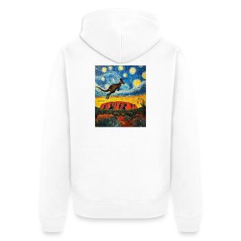 Kangeru Australia Van Gogh Style Starry Night - Unisex Premium Organic Zip Hoodie - white - Back - Thijin (182cm)