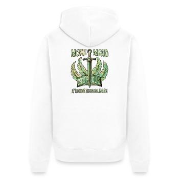 SCHWERT MORE MEAD IT NEVER NEEDED MORE - Unisex Premium Bio Zip Hoodie - Weiß - Hinten - Thijin (182cm)