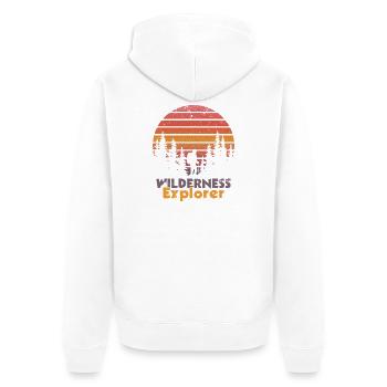 Outdoor Explorer Retro Hiking Nature Motif - Unisex Premium Organic Zip Hoodie - white - Back - Thijin (182cm)