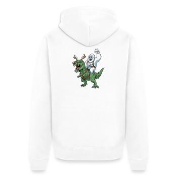 Yeti chevauche T-Rex dinosaure de Noël drôle - Veste à capuche bio Premium Unisexe - blanc - Dos - Thijin (182cm)