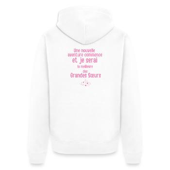 Meilleure Grande Sœur en Aventure - Veste à capuche bio Premium Unisexe - blanc - Dos - Thijin (182cm)
