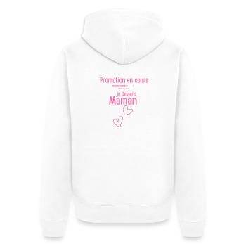 Je deviens Maman — Promotion en cours - Grossesse - Veste à capuche bio Premium Unisexe - blanc - Dos - Thijin (182cm)