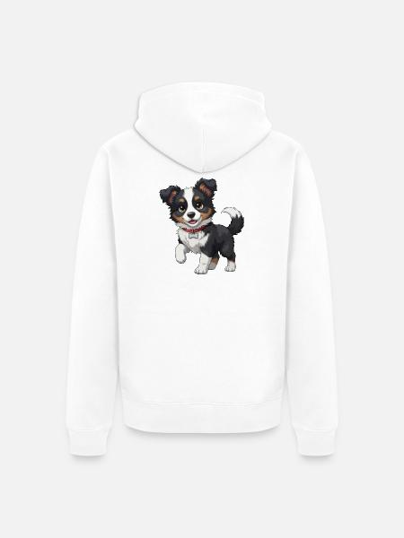 Border Collie chiot doux - Veste à capuche bio Premium Unisexe - blanc