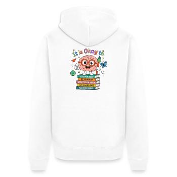Psychische Gesundheit: Es ist in Ordnung, Geisteswachstum zu lernen - Unisex Premium Bio Zip Hoodie - Weiß - Hinten - Thijin (182cm)