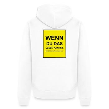 Wenn du das lesen kannst - Unisex Premium Bio Zip Hoodie - Weiß - Hinten - Thijin (182cm)