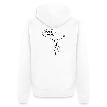 that's what she said - Unisex Premium Organic Zip Hoodie - white - Back - Thijin (182cm)