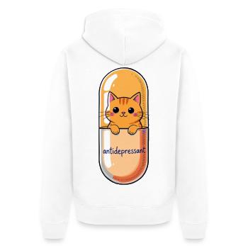 Cute Cat Capsule – Mood Booster Cartoon - Unisex Premium Organic Zip Hoodie - white - Back - Thijin (182cm)