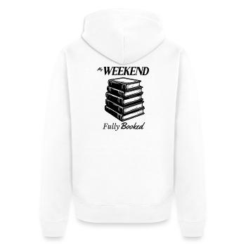 Mein Wochenende ausgebucht - Unisex Premium Bio Zip Hoodie - Weiß - Hinten - Thijin (182cm)