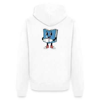 Cartoon Buch Kaffee Bücher Lesen - Unisex Premium Bio Zip Hoodie - Weiß - Hinten - Thijin (182cm)