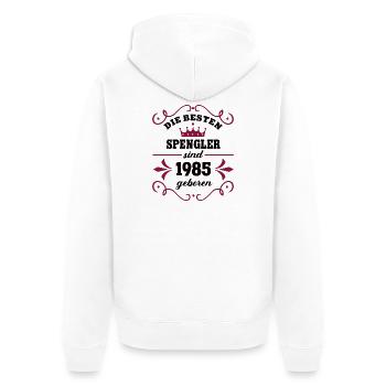 Spenglerin Birthday Vintage 1985 Spengler Geb - Unisex Premium Organic Zip Hoodie - white - Back - Thijin (182cm)