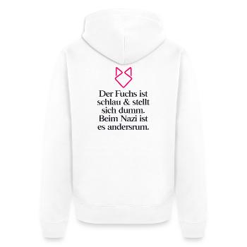 Gegen Rechts - Unisex Premium Bio Zip Hoodie - Weiß - Hinten - Thijin (182cm)