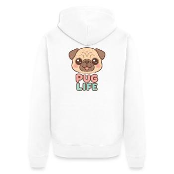 Kawaii Pug Dog - Pug Life - Unisex Premium Organic Zip Hoodie - white - Back - Thijin (182cm)