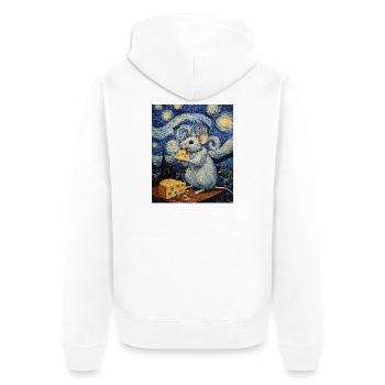 Souris mange du fromage Nuit étoilée à la Van Gogh - Veste à capuche bio Premium Unisexe - blanc - Dos - Thijin (182cm)