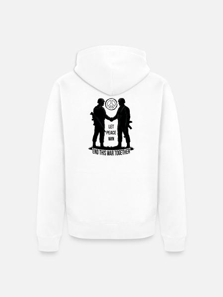 LASS DEN FRIEDEN SIEGEN - Unisex Premium Bio Zip Hoodie - Weiß