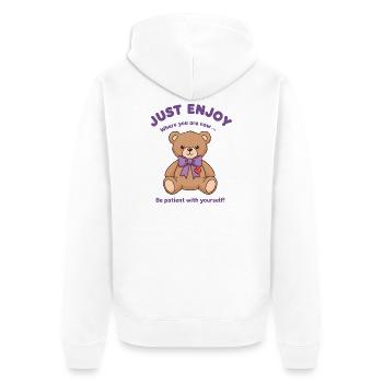 Teddy Bear Be Patient With Yourself - Unisex Premium Organic Zip Hoodie - white - Back - Thijin (182cm)