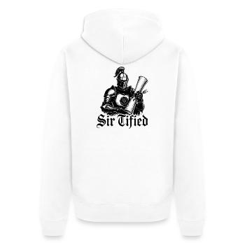Sir Tified Knight Funny Renaissance Faire Men LARP - Unisex Premium Bio Zip Hoodie - Weiß - Hinten - Thijin (182cm)