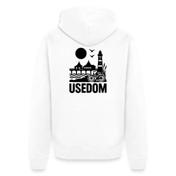 Usedom Insel - Unisex Premium Bio Zip Hoodie - Weiß - Hinten - Thijin (182cm)