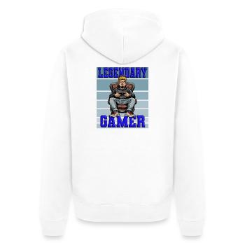 legendary gamer - gaming master - Unisex Premium Organic Zip Hoodie - white - Back - Thijin (182cm)