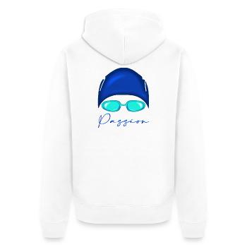 Passion Natation Bleu Néon - Veste à capuche bio Premium Unisexe - blanc - Dos - Thijin (182cm)