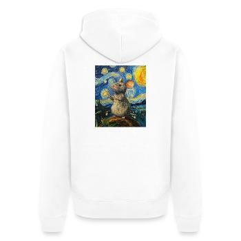 Souris mange du fromage Nuit étoilée à la Van Gogh - Veste à capuche bio Premium Unisexe - blanc - Dos - Thijin (182cm)