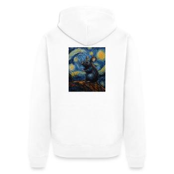 Souris mange du fromage Nuit étoilée à la Van Gogh - Veste à capuche bio Premium Unisexe - blanc - Dos - Thijin (182cm)